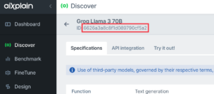 Model ID on aiXplain Studio