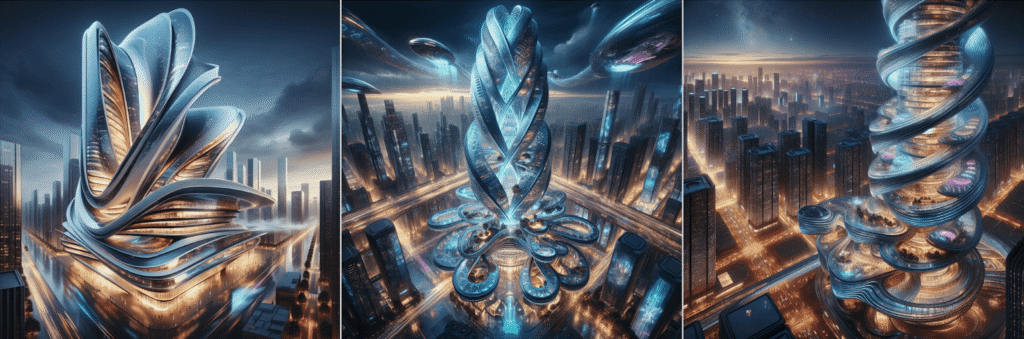 AI evolved futuristic city concept art
